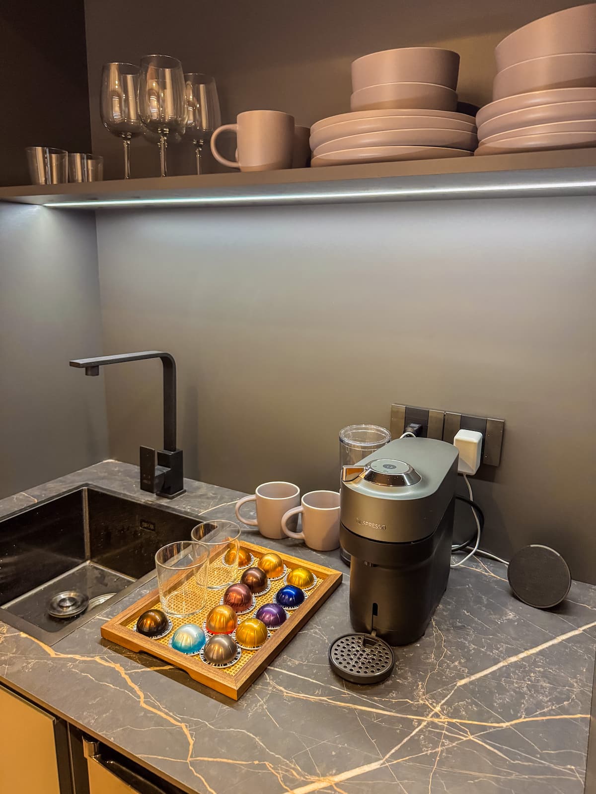 Plunge pool and terrace at golden hour